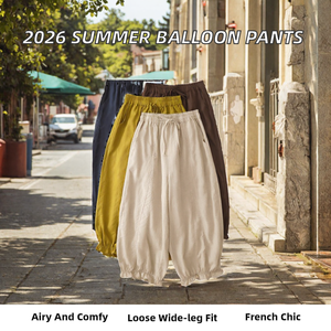 Pantalones Bombachos de Lino y Algodón para Mujer, con Volantes en el Bajo, Pierna Ancha, Cintura Elástica, Ropa Casual de Verano para Estar en Casa - Product Image 2