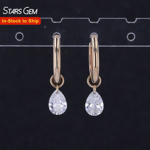 Starsgem 1.38ct Per Pair 18K Gold Pear Cut Lab Grown Diamond Floating Laser Drilling <b>Charming</b> Trendy Hoop Earrings IGI Certified - Product Image 1
