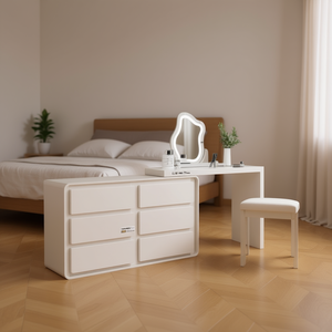 Toeletta con Specchio Illuminato L120W40H75cm Bianca Minimalista per Camera da Letto, Design in Pannello MDF - Product Image 2
