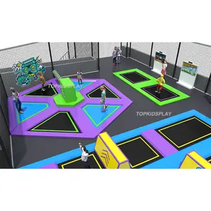Pabrik cina peralatan taman trampolin dalam ruangan lompat taman bermain hiburan komersial besar untuk anak-anak