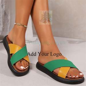 Sandales légères tendance à bande croisée Pantoufles en <span class=keywords><strong>cuir</strong></span> marron pour hommes - Product Image 1