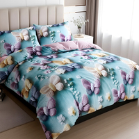 Juego de Ropa de Cama Moderna con Diseño de Mariposa en 3D, 3 Piezas, Color Verde Azulado, Funda de Edredón de Poliéster, Envío Directo desde la UE, Disponible en Polonia
