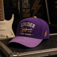 Casquette de baseball style rock vintage, bicolore violette, avec broderie 3D en relief, logo guitare, lettres et éclair, unisexe, mode streetwear