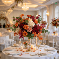 Fleurs artificielles d'automne en gros : centre de table rose dorée et verdure pour mariages et événements