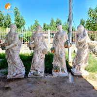 Estatua de la Diosa de las Cuatro Estaciones de Mármol Colorido de Tamaño Real MILY, Escultura de Estilo Europeo Tallada a Mano para Jardín o Parque al Aire Libre