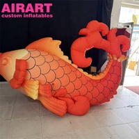 Mascotte gonflable sur mesure Poisson Koi Rouge Porte-Bonheur, Carpe Gonflable Géante de Style Chinois, Poisson de la Fortune Gonflable pour Festival