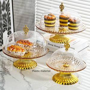 YARNOW Piatto per torte in ceramica con vetro Dome rotondo trasparente Cloche Dome Torte, Server Torta, copertura in vetro, copertura per torte