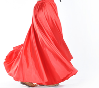 Jupe longue en satin doux et brillant, taille naturelle, colorée, pour spectacle de danse orientale, antistatique, vente en gros