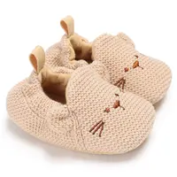 Zapatos de bebé con diseño de dibujos animados, venta al por mayor, zapatos de animales tejidos para bebé, zapato de ganchillo de panda para bebé