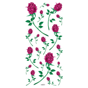 Tatouages temporaires colorés pour femmes, petits tatouages de fleurs pour jambes, bras, épaules, roses, durent 3 à 5 jours, tatouages pour doigts - Product Image 3