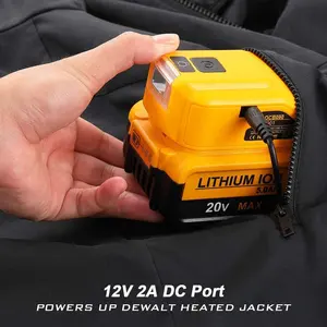 Adaptador de batería actualizado DCB090 para dewalts, 20V, cc 12V y USB DUAL 5V/2A, para chaqueta calefactora, solo herramienta de fuente de alimentación