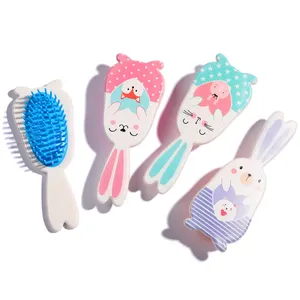 Fabrika özel düşük adedi Mini sevimli tavşan saç fırçası çocuklar için doğal saç kürek hava yastığı el saç tarak hediye için