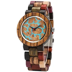 Wholesale Private Label Cork Dial Wooden Wrist Watches Japanese Momt Quartz Rainbow Women Wood Watch