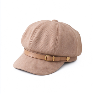 Casquette octogonale vintage style Baker Boy avec sangle en similicuir et boucle métallique, chapeau de newsboy en toile de lin pour adulte, décontracté et idéal pour les voyages - Product Image 4