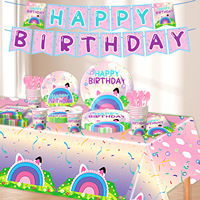 Ensemble de fournitures pour fête d'anniversaire d'enfants sur le thème magique, comprenant vaisselle, assiettes, gobelets et ballons décoratifs, bannière