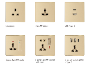 Luxury Gold <strong>13A</strong> UK USB Wall Power <strong>Socket</strong> Universal 10-hole Plug <strong>Socket</strong> Outlet <strong>Switch</strong> Electrical Wall Outlet With Usb Charger - Product Image 6