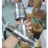Katup Sudut Tipe Y Pneumatik SS316 dengan Seal PTFE, Rating Temperatur Tinggi, Aktuator Baja Tahan Karat untuk Media Dasar DN15-DN150