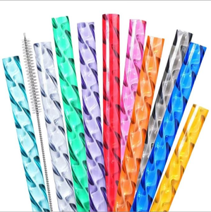 Wholesale Hot Selling Eco-Friendly PET Material <b>Drinking</b> <b>Straws</b> Reusable Crystal Wave Pattern <b>Straw</b> - Product Image 1