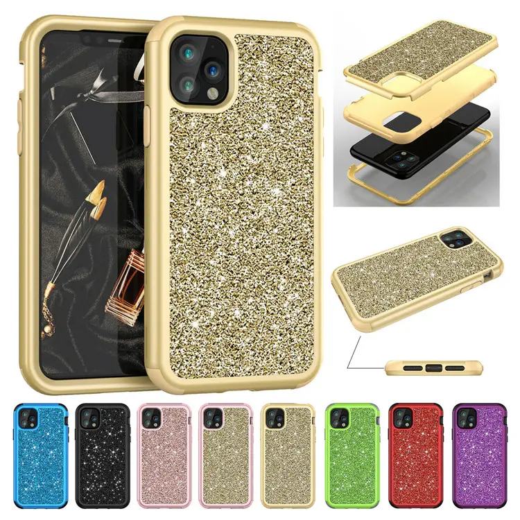 Hybrid Shockproof Glitter Bling Armor PC Back Case Cover For IPhone 11 Pro Max