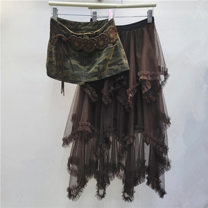 GX-2025 gaun panjang kotak-kotak, Gaun jala tambal sulam tidak beraturan gaya baru musim gugur modis - Product Image 5