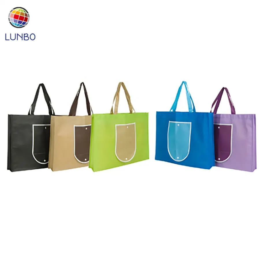Cheap Reusable Foldable Non Woven Standard Size Shopping Bag with pocket
