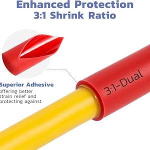 Marine kháng 3:1 tỷ lệ dính lót nhiệt thu hẹp Ống kit 1.75 "6 kích cỡ 220pcs đen đỏ PE cách điện điện áp thấp - Product Image 2