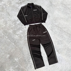 Manufacturer Custom High Quality <b>Zip</b> <b>up</b> <b>Jackets</b> and Pants Set Jogging Fitness Sports Sweatsuit 100% Polyester Tracksuits for Men - Product Image 1