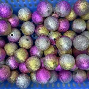 Wholesale 20mm fashionable new mixed-color acrylic round wrinkled <b>beads</b> suitable for pen <b>beads</b> shiny coarse grains - Product Image 2