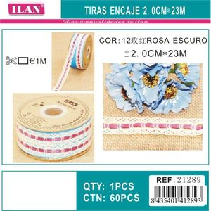 Strisce di pizzo Iln 2 cm x 23 m rosa scuro per lavori artigianali - Product Image 3