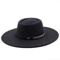 Klassieke wollen vilt fedora hoeden voor heren en dames, 9,5 cm brede rand, Panama hoed met riem