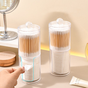 Cosmetic Storage Box Acrylic <b>Makeup</b> Organizer With Lid For Cotton Swabs Pads Powder Puff Desk <b>Vanity</b> Storage Container - Product Image 3