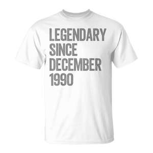 T-shirt unisexe en coton à col rond et manches courtes pour adulte, légendaire depuis décembre 1990, cadeau d'anniversaire - Product Image 1