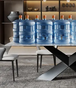 الحديثة أنيق طاولة طعام قابلة للتمديد مجموعة 6 مقاعد روك الطعام الجدول مستطيلة الطعام الجدول