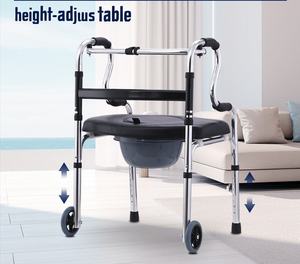 Siège de déambulateur de marcheur médical léger en alliage d'aluminium conception étanche pliante en une seconde pour les personnes âgées-réglable en hauteur - Product Image 1