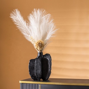 Jarrón de Cerámica de Lujo <span class=keywords><strong>con</strong></span> Aspecto de Gamuza, Estilo Europeo, Negro y Blanco, para Hidroponía y <span class=keywords><strong>Flores</strong></span> Secas, Artesanía Hecha a Mano para Decoración del Hogar - Product Image 4