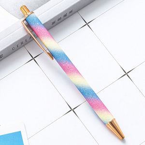 <b>Glitter</b> Coated 1.0mm Thick Leopard Crystal Mermaid Scale Design Colorful PLUNGER Click Ball Pen Sparkly Faux Leather Metal - Product Image 6