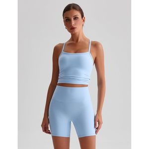 Women Two Piece Yoga <b>Set</b> Y Back Tank Top Matching High Waisted Shorts Seamless Active Wear For Gym Fitness Workout - Product Image 2