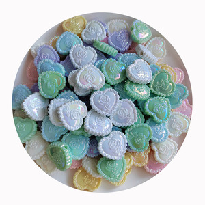 DIY Bijoux Résultats 25*28mm AB Pastel Couleurs Amour Coeur Acrylique Perles Avec <span class=keywords><strong>Rose</strong></span> Fleurs Sculpté Collier Bracelet Boucle D'oreille - Product Image 6