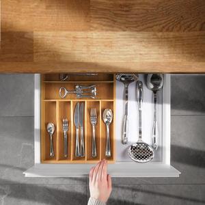 Bamboo Silverware Organizer and Cutlery Tray with Grooved Drawer Dividers for Flatware and <b>Kitchen</b> - Product Image 6
