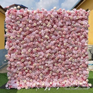 Fs-Bruiloft Bloemenmuur 8*8 Ft 5d Roze Roos Bloemenmuur Achtergrond Voor Bruiloft Decor - Product Image 1