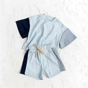 Conjuntos de Ropa para Niños al por Mayor, Shorts de Verano Casuales de Algodón de Color Sólido Unisex, Conjuntos de Ropa para Hermanas - Product Image 2