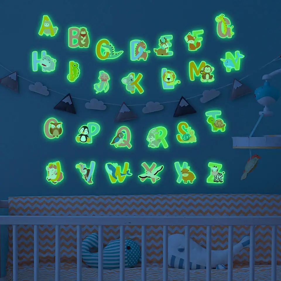Glow in The Dark Letter Alphabet Decorative Baby Room Decor Wall Stickers
