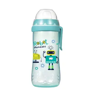 Taza activa sin BPA con boquilla, botella de agua a prueba de derrames para niños pequeños, taza para beber de 10oz con un solo Mango para bebés y niños pequeños