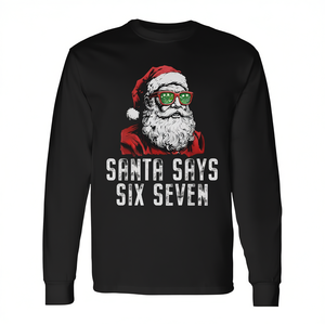 Six Seven Meme Santa T-shirt a maniche lunghe con design natalizio - Product Image 2