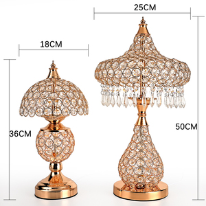 Lámpara de mesa de cristal moderna y brillante, estilo europeo, ideas de regalo de boda de lujo, lámpara de dormitorio dulce, decoración del <span class=keywords><strong>hogar</strong></span>, lámpara dorada - Product Image 6