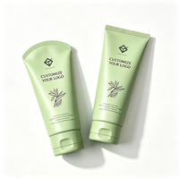 Emballage cosmétique en plastique vert personnalisé de luxe 50 80 100 120 150 ml pour crème pour le visage, tube à presser de haute qualité pour nettoyant facial