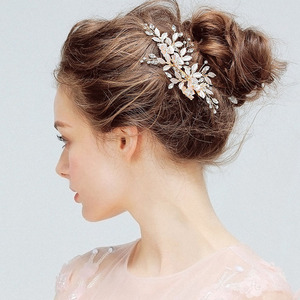 <span class=keywords><strong>Barrette</strong></span> de <span class=keywords><strong>cheveux</strong></span> de mariage en forme de feuille de fleur en strass, couvre-chef autrichien doré fait à la main, Barrettes, <span class=keywords><strong>peigne</strong></span> de mariée - Product Image 3