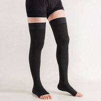 Usine personnalisée classe 2 silicone antidérapant 23-32 mmHg varices œdème nylon bout ouvert cuisse haute compression bas chaussettes