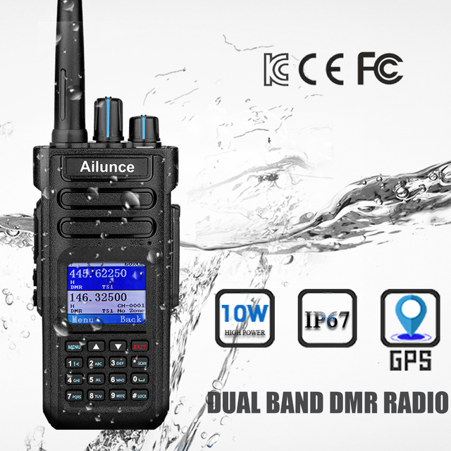 Chierda HD1 10W DMR GPS IP67 Waterproof Handheld Dual Band Transceiver Ham Voki Toki Satellite Walkie Talkie