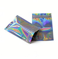 Sacs d'emballage refermables en aluminium holographique anti-odeur personnalisés, pochettes en plastique refermables pour petites entreprises